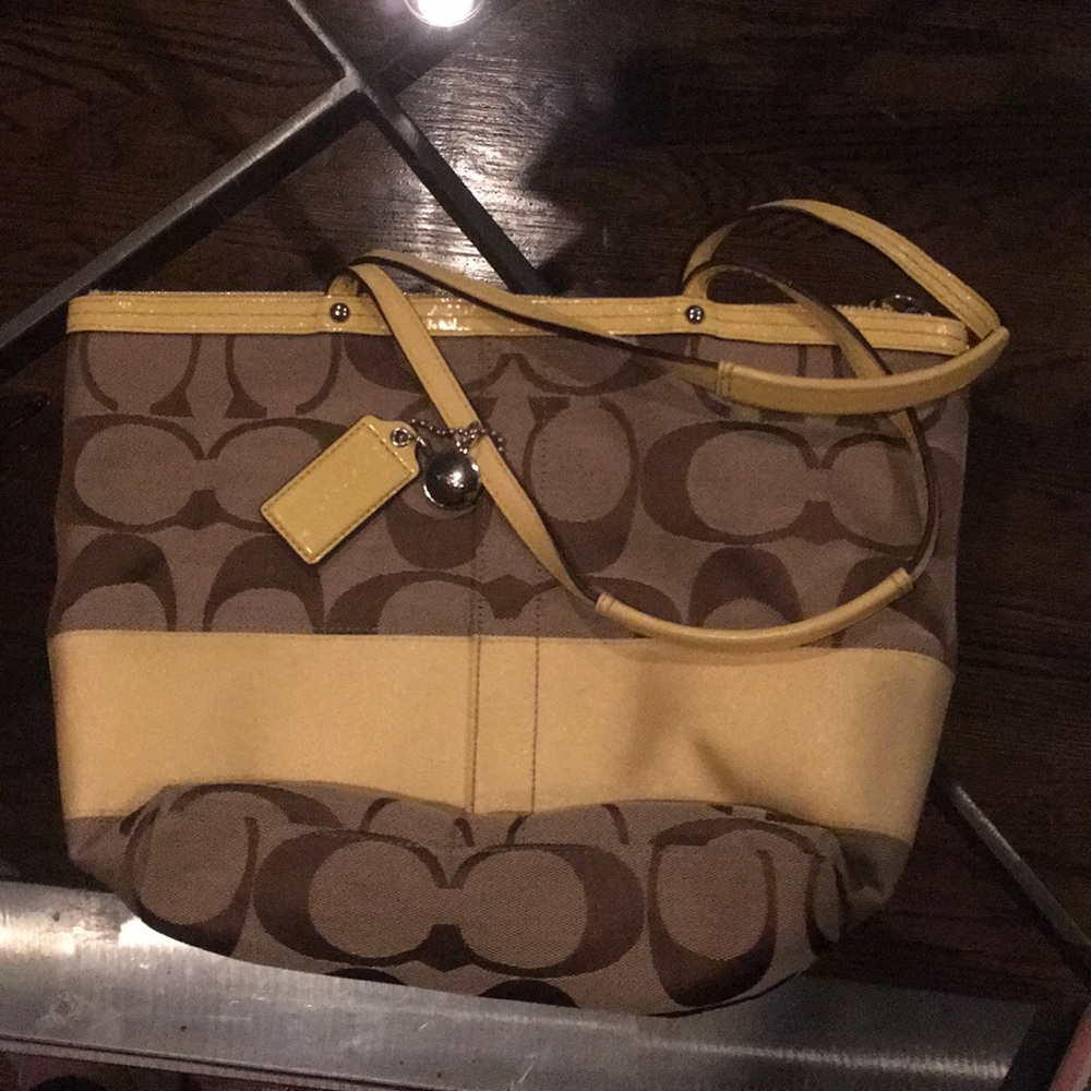 Coach Brown and Yellow Tote Bag